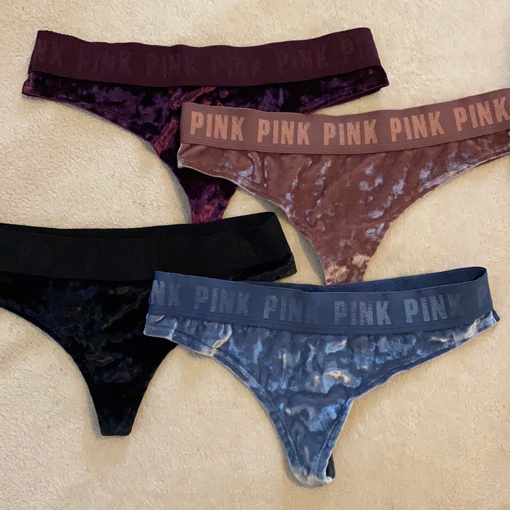 Victoria Secret PINK NWOT Velvet Thongs